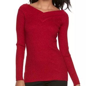 Candie's Ribbed Sparkle Portrait Collar Sweater Size Small NWT